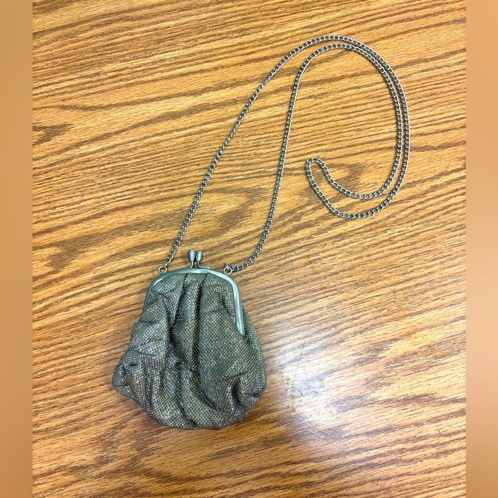 Metallic Chain Strap Evening Bag with KISS closure